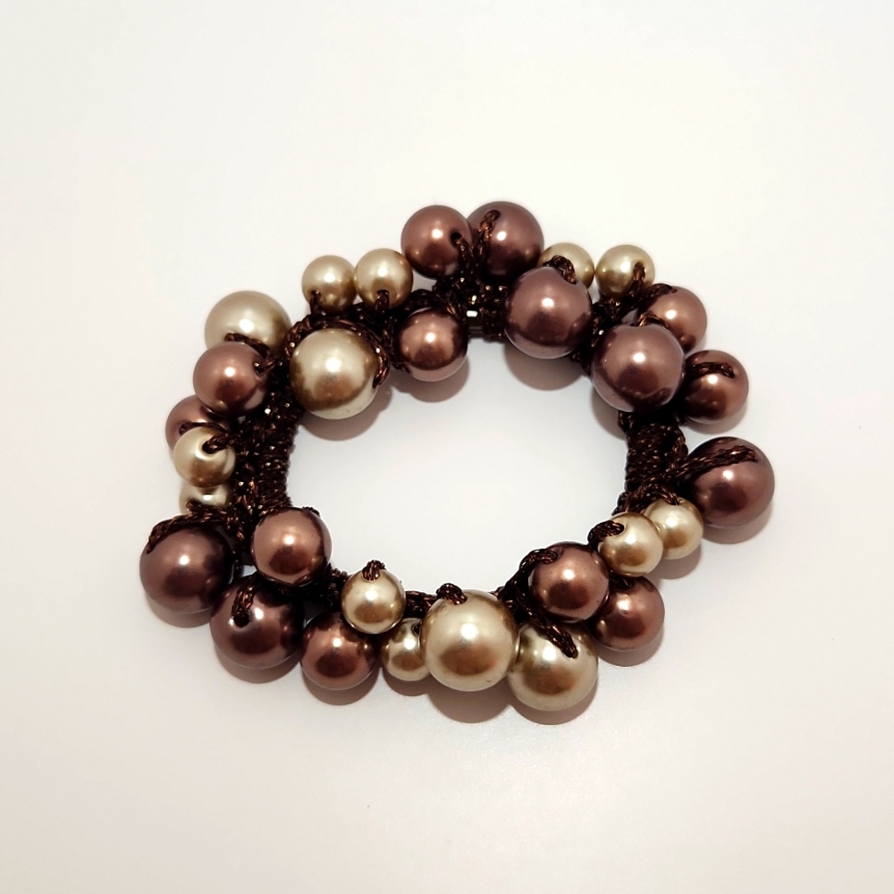 NEW Faux Pearl Beaded Scrunchie Hair Tie